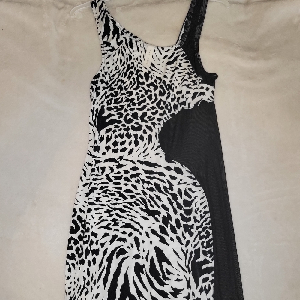 NEW  Animal print mesh mini dress